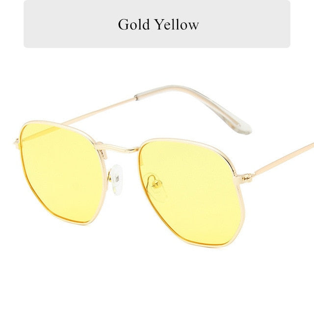 Oulylan Vintage Polygon Sunglasses Women Men Brand Metal Frame Sun Glasses Ladies UV400 Female Luxury Polygonal Sunglass Male--s2
