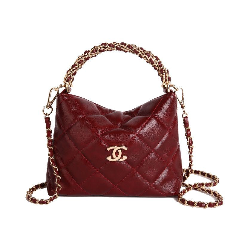 Quilted Chain Cloud Bag - Adjustable Strap Textured Crossbody