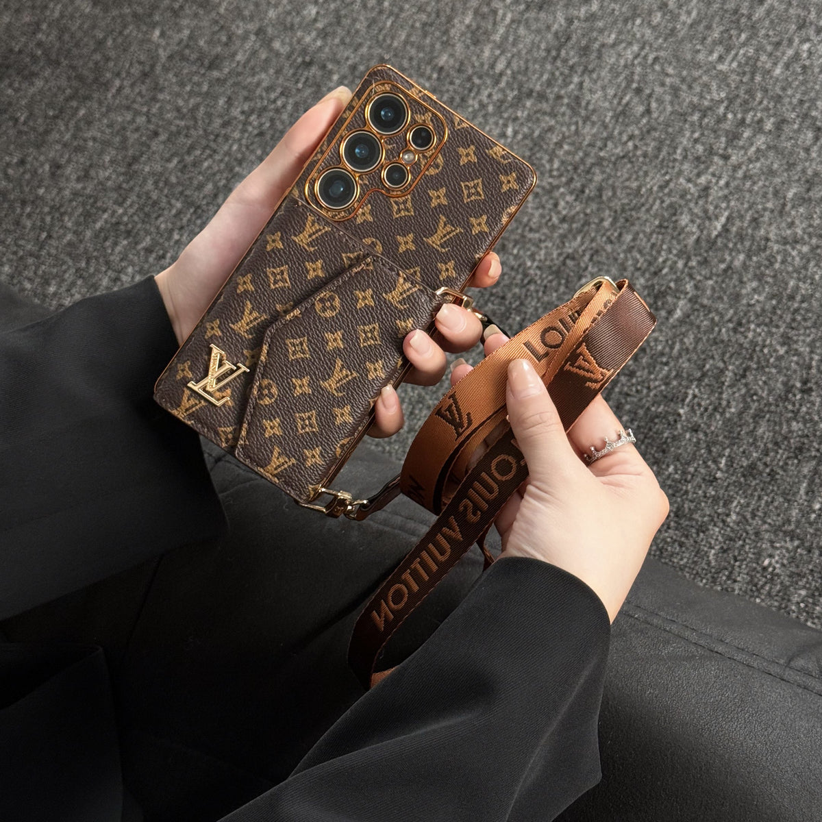 Advanced Leather Samsung Phone Case with Wallet and Strap.