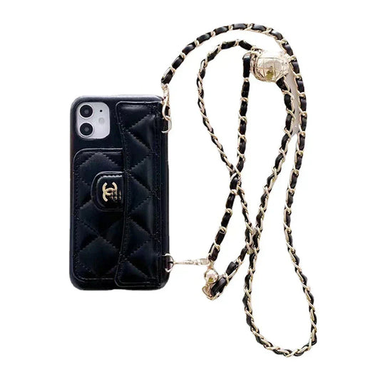 Luxury Wallet iPhone Case With Hand /Crossbody Chain