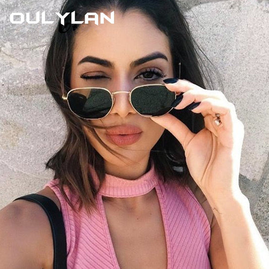 Oulylan Vintage Polygon Sunglasses Women Men Brand Metal Frame Sun Glasses Ladies UV400 Female Luxury Polygonal Sunglass Male--s2