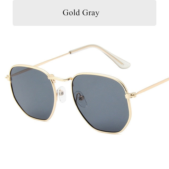 Oulylan Vintage Polygon Sunglasses Women Men Brand Metal Frame Sun Glasses Ladies UV400 Female Luxury Polygonal Sunglass Male--s2