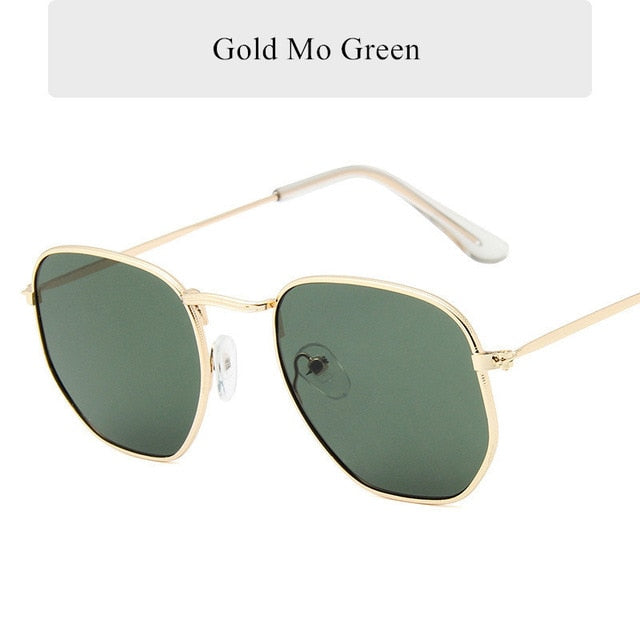 Oulylan Vintage Polygon Sunglasses Women Men Brand Metal Frame Sun Glasses Ladies UV400 Female Luxury Polygonal Sunglass Male--s2