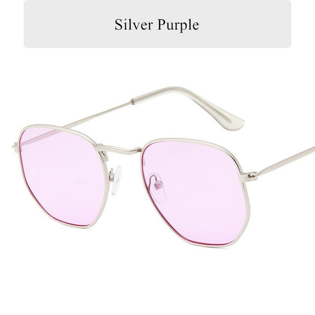 Oulylan Vintage Polygon Sunglasses Women Men Brand Metal Frame Sun Glasses Ladies UV400 Female Luxury Polygonal Sunglass Male--s2