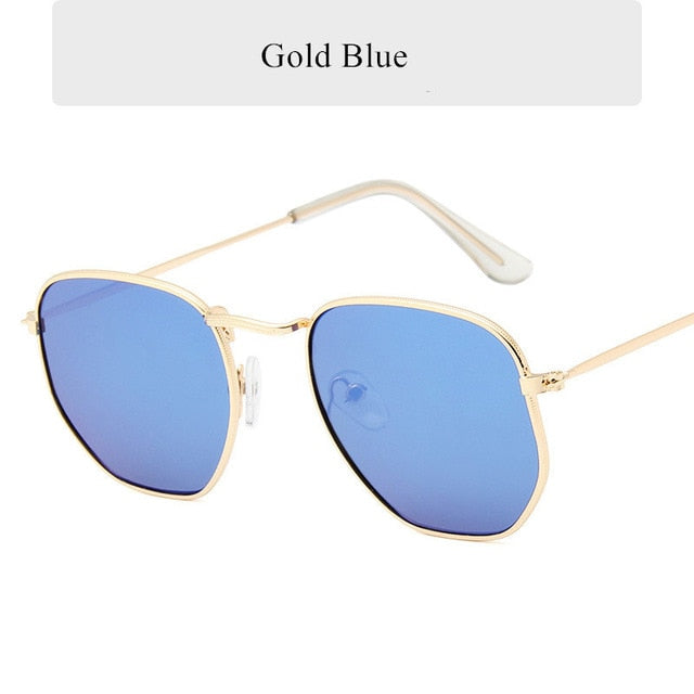 Oulylan Vintage Polygon Sunglasses Women Men Brand Metal Frame Sun Glasses Ladies UV400 Female Luxury Polygonal Sunglass Male--s2
