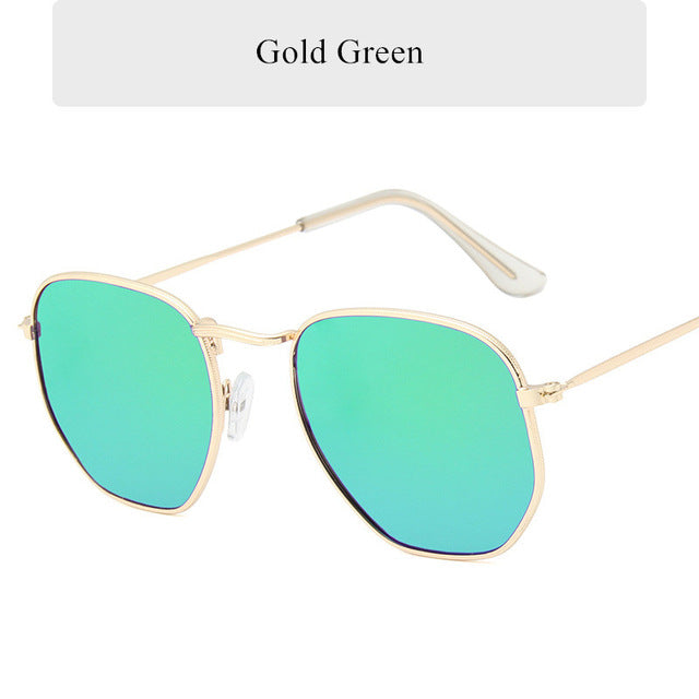 Oulylan Vintage Polygon Sunglasses Women Men Brand Metal Frame Sun Glasses Ladies UV400 Female Luxury Polygonal Sunglass Male--s2