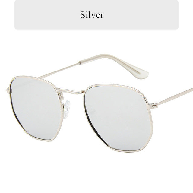 Oulylan Vintage Polygon Sunglasses Women Men Brand Metal Frame Sun Glasses Ladies UV400 Female Luxury Polygonal Sunglass Male--s2