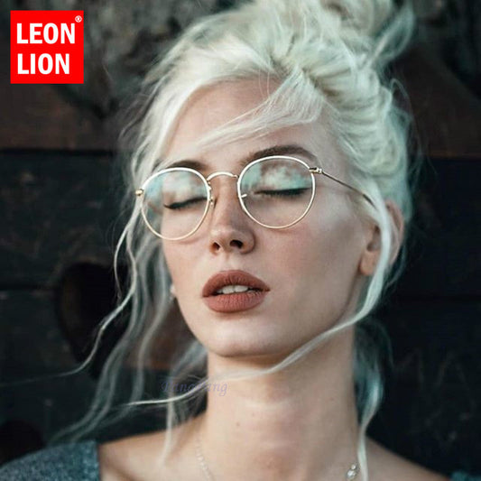LeonLion Mirror Metal Sunglasses Women Vintage Brand Designer Flat Round Glasses UV400 Street Beat Oculos De Sol Gafas--s2